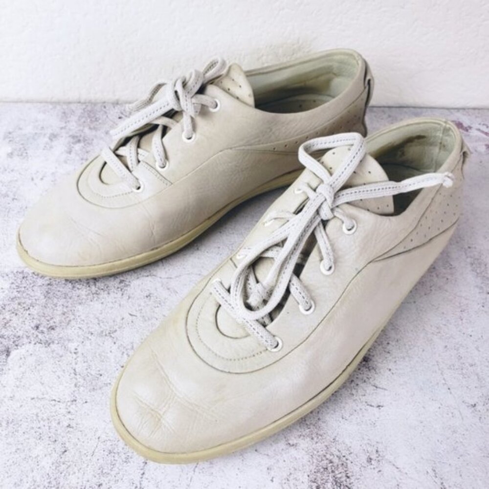 Vintage BALLY 'Scooter' Leather Fashion Sneakers size 9M Neutral Minimalist Golf